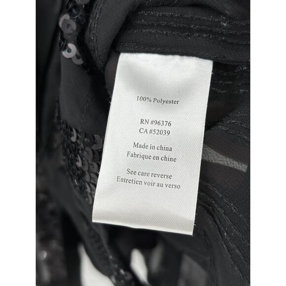 Samuel Dong Blouse Set Womens Small Black Sequins Floral Sheer 2 Piece Buttons - Picture 5 of 16